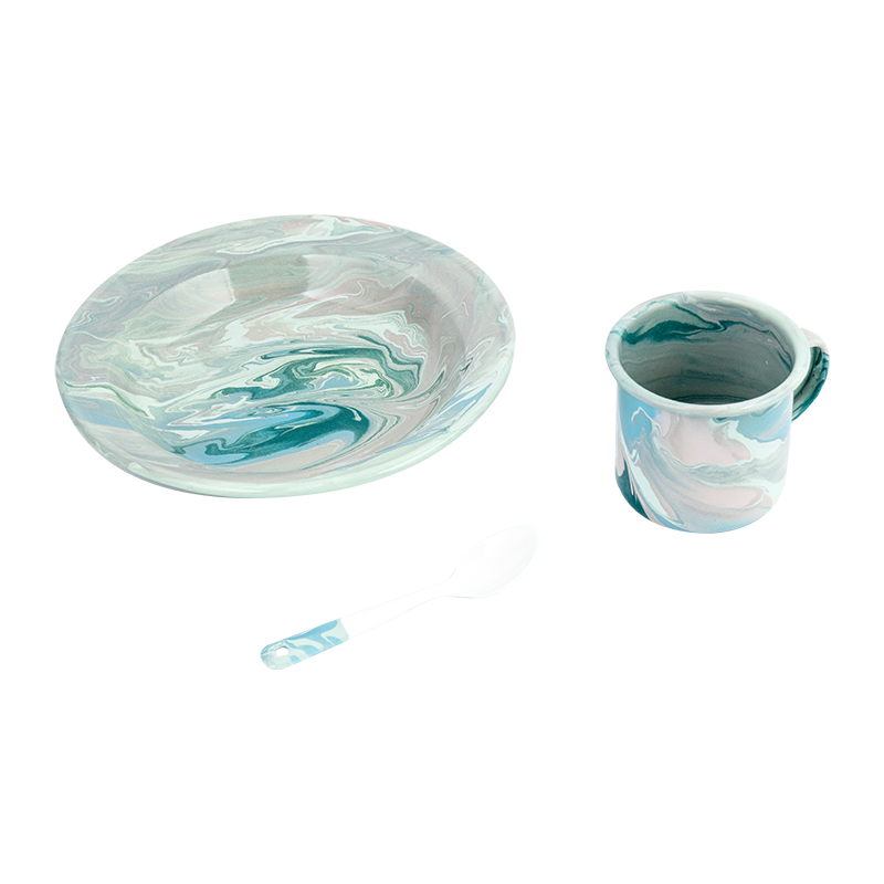 Europäischer Blumen -Emaille -Teekanne Set