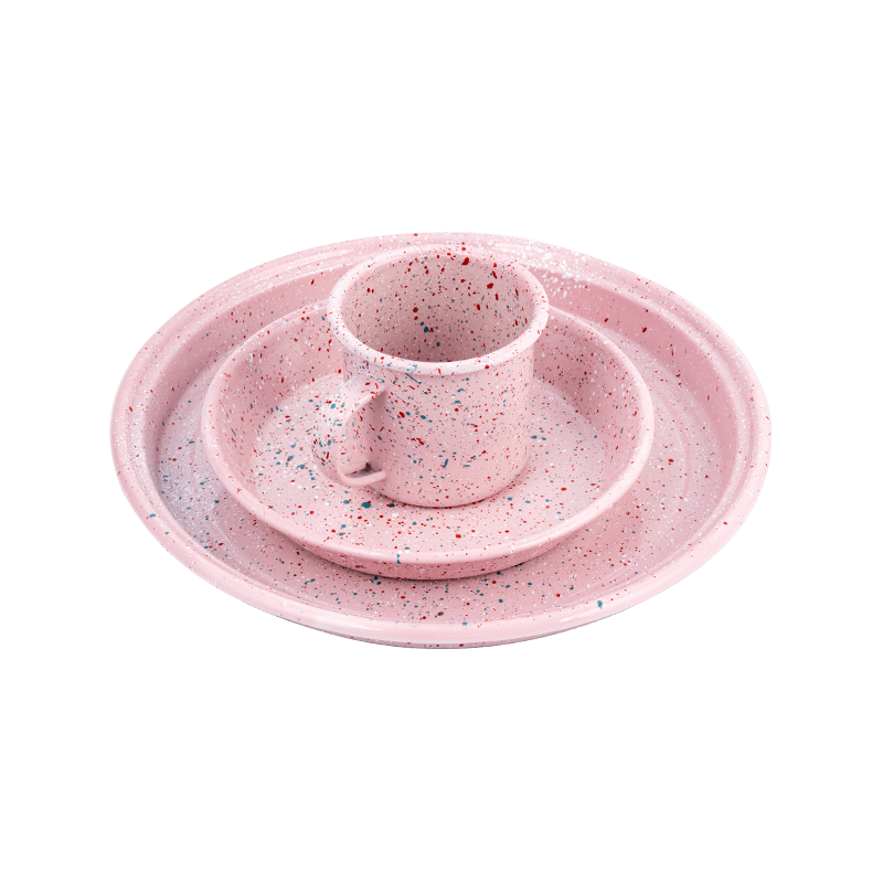 Europäischer Blumen -Emaille -Teekanne Set